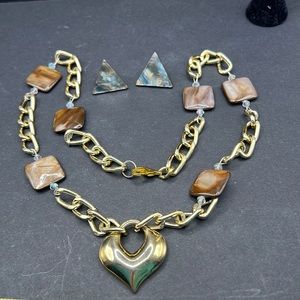 Abalone shell and gold heart necklace